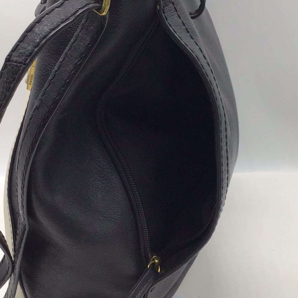 Fossil Multi-Color Stripe Black Beige Pebble Leather Backpack - Picture 6 of 13